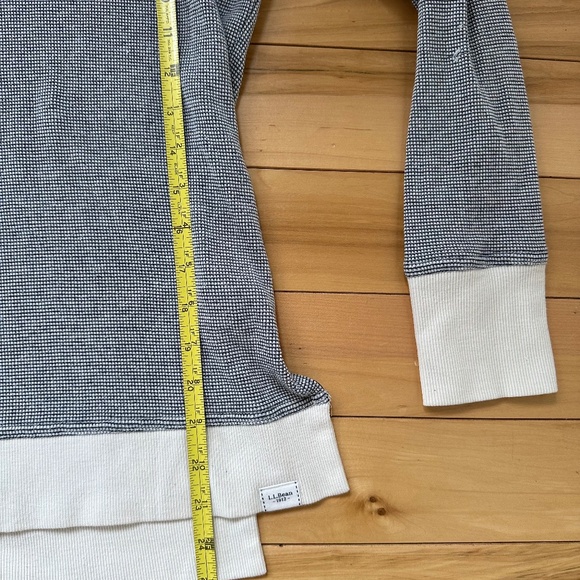 LL Bean womens waffle hoodie pullover stripe - Picture 2 of 8